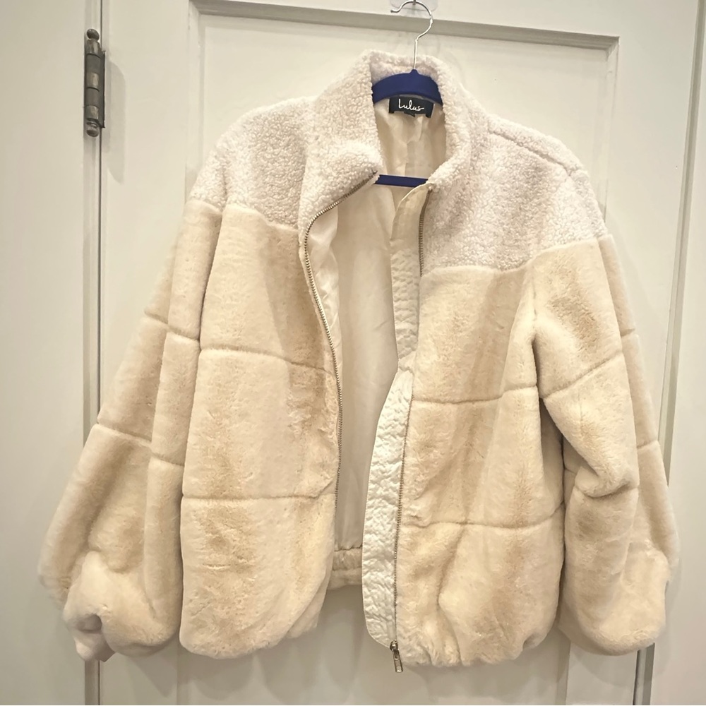 Lulu's Cream Faux Fur Jacket